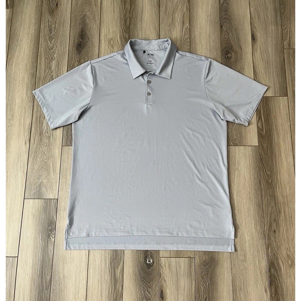 Adidas Golf Climalite Gray Short Sleeve Athletic Polo Mens Sz Large Stretch